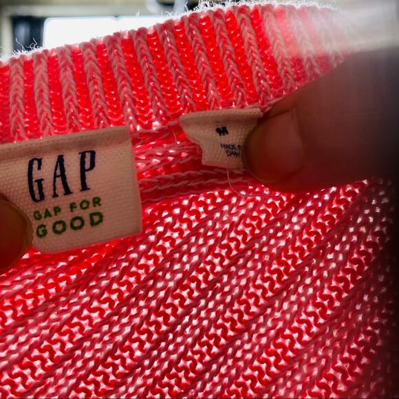 GAP Blush Soft Pink Stripe Knit Long Sleeve Boat Wide Neck Pullover Sweater M - Picture 6 of 9